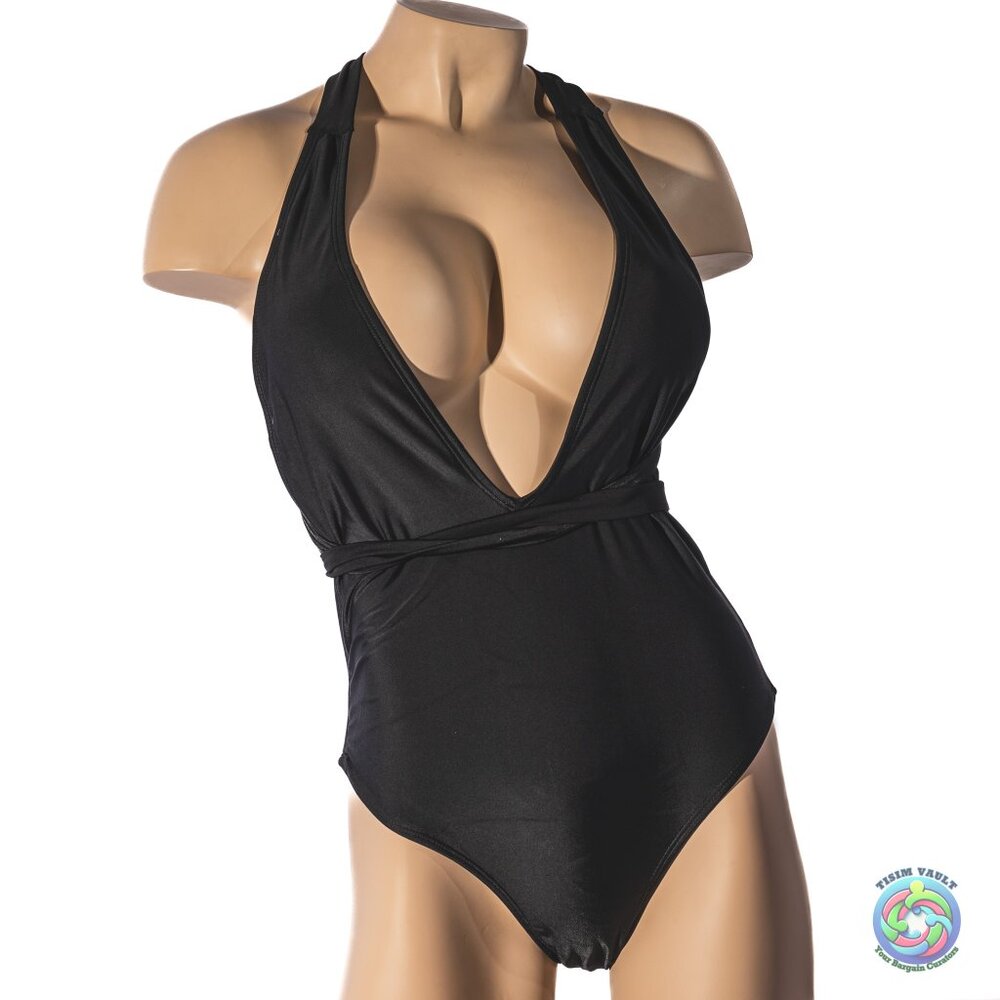 Sports one-piece black bikini